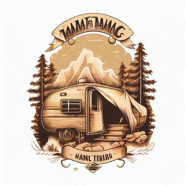 vintage camping t shirt design clipart, white background