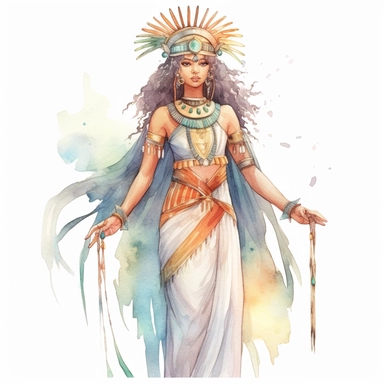 Watercolor Fantasy Ancient Egypt goddess Clipart, white background