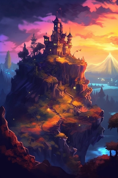 realistic clipart of enchanted curse landscape, digital painting