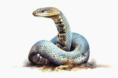 Watercolor, Egyptian Cobra (Egyptian Asp) Reptile, clipart, hd, on a white background, spaced out