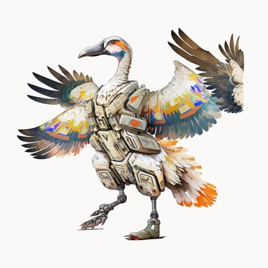 Illustration in boho style, clipart, sublimation drawing Alien armed white wild geese in body armor fly to the aid of Ukraine. Bright colorful colors. White empty background, high quality 8k, quality detail