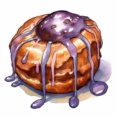 a spudnut Donut in the style of watercolour clipart with detailed brush strokes