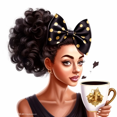 isometric illumination of ultra realistic black woman with coffee hair bow, dita von tesse style, spaced out, sublimation clipart, watercolors and pencil style, isolated on white, ultra-detailed, high quality, ghibli style, award winning, soft realism, chiaroscuro, firecore, massurrealism, cute cartoonish designs, iconic, white background (relaxed, stealth)