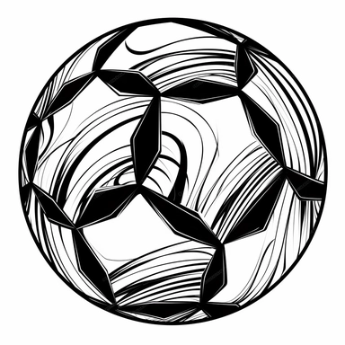 clipart cartoon one soccer ball in the style of Pierre-Auguste Renior black and white coloring book, black and white smooth thick lines, solid white background, no background