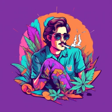 junkie joint cannabis smoking colorful clipart flat design