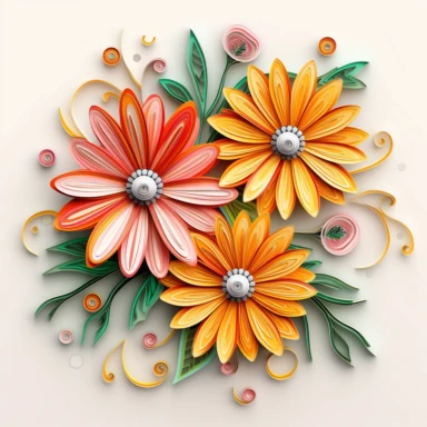 <https://s.mj.run/cZCOZF-WT18> Eye catching daisy flower boquet with detailed dew drops on petals and leaves, water color, warm spectrum, plum pink yellow orange, color grading, behance, hd, vector, paper quilling, clean line art, different varieties of daisys with foliage, greenery, clip art floral frame isolated on white background