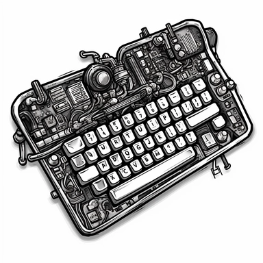 image of a custom mechanical computer keyboard sticker, black and white, logo, clipart, cartoon style