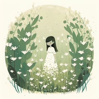 in the style of Ryo Takemasa, xuan loc xuan, Lisa Audit, Anastasia Suvorova, Jon Klassen, greg tocchini, separated isolated single of dreamy secret forest in of lily the valley, dreamcore, white background, fantasy, magical, cute, white background, cozy, vector, clipart, elaborate, ultra-detailed, best quality, well composed, vibrant colors, high definition