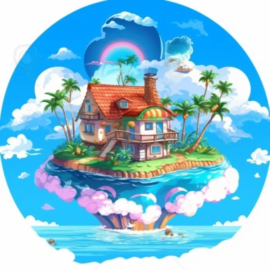 /v5_upscale, bright day, Master Roshi, island in the blue sea house with pam clipart, high detail, spaced outultra scale, detailed, extremely bright, charming, stunning, extremely detailed, miracle, amazing, mercury clouds illumination, bright background, vitamins , with holographic,
