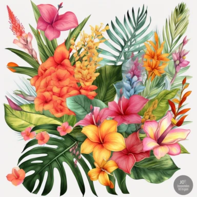 Tropical Bouquets Clipart