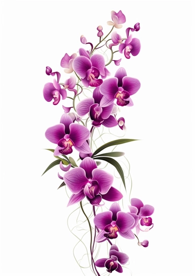 In the midst of your design journey, it's time to create eye-catching orchid clipart that will add a touch of sophistication to the corners of invitations. Your task is to develop a versatile orchid clipart design, isolated on a clear white background. Consider the lines, shapes, and intricate details that make orchids unique. Embrace your artistic style, whether it's whimsical, realistic, or minimalist, and create a set of clipart elements that capture the essence of these enchanting flowers. L