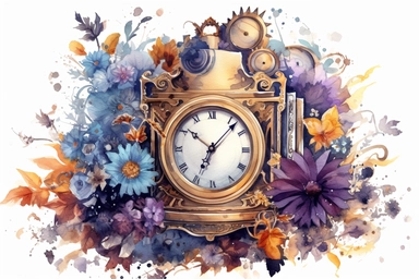 watercolour steampunk vintage floral book in dark colours clipart, hd, isolated on white background, spaced out