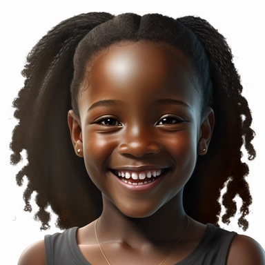 clipart of black young girl smiling and happy