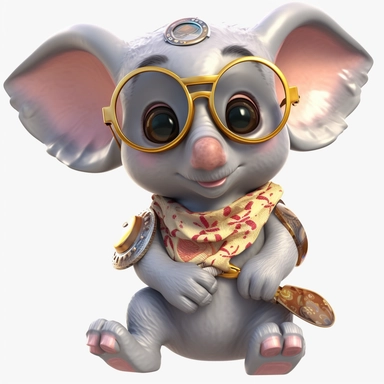 sticker clipart cartoon of a cute elephant cub with sun glasses, playing the kora, dressed with african gear, pink, Ankh earrings, african gear, 3D, disney pixar style, puppy eyes, looking at athe camera, white background ,high definition, high resulotion, highly detailed,16K , 4:7