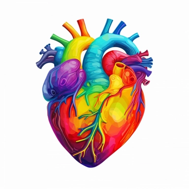 heart organ . rainbow colours. clipart. white background