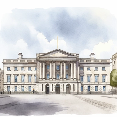 Isolated images, illustrations on a white background, facing front, elevation view, Leinster House Dublin Ireland, Clipart, watercolor, realistic, isolated, full building, highly detailed, hdr, 32K, photo expert quality, watercolor realistic, hyperrealistic and highly detailed, isolated on a white background