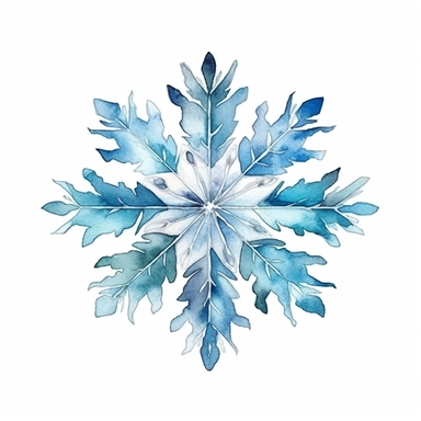 watercolor clipart of Christmas snowflake, isolated on white background