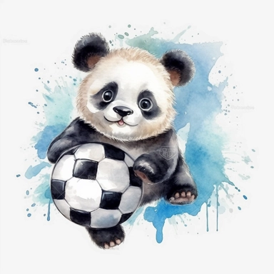 cute panda doing random sports, pandas doing activity, watercolor clipart, transparent background