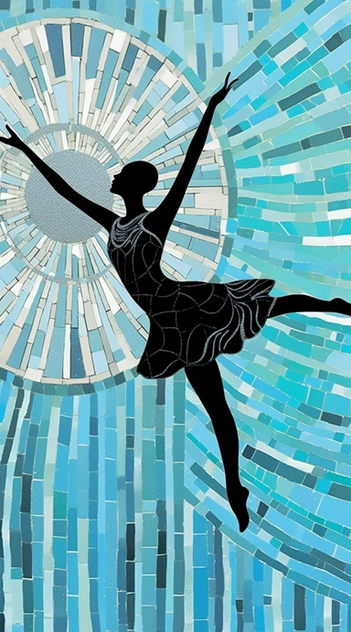 ballerina cartoon girl dancing in blue dance clip art, in the style of camille walala, light turquoise and black, edward gorey, ink wash collages, nickolas muray, blink-and-you-miss-it detail