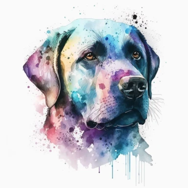 Labrador Retriever Head Watercolor Clipart, drip effect, clean white background, 16K Colors, clean white background