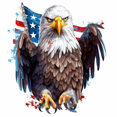 full body eagle with american flag Clipart,on white background with margins