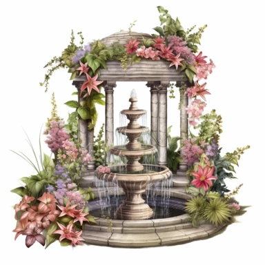 Capture the allure of an Enchanting Garden Oasis. Craft an ultra-detailed, 8K quality clipart without signatures or distracting lines. Embrace realism and artistry, showcasing intricate floral blooms and lush foliage. Set against a clean, white background for maximum versatility. Create a high-quality clipart that resonates with American women, evoking a sense of tranquility and natural beauty. Let your artistry transport them to a captivating garden escape.
