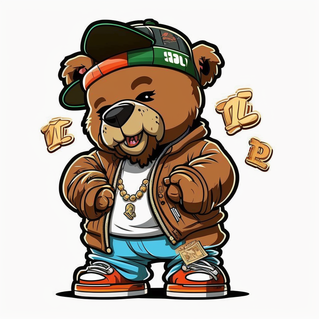 Clipart bear counting money hip hop vector sticker 8v logo - Clip Art ...