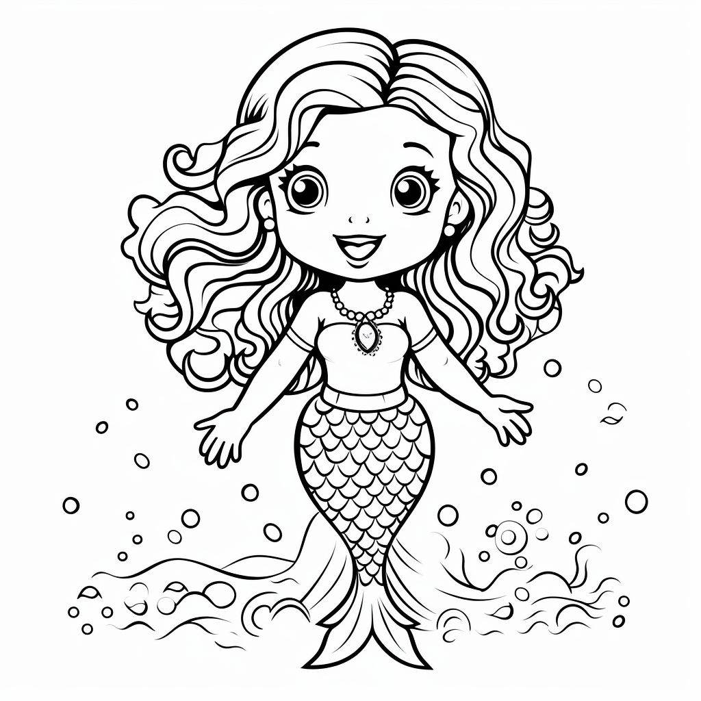 cute clipart of mermaid, kids drawing for coloring book, separated and ...