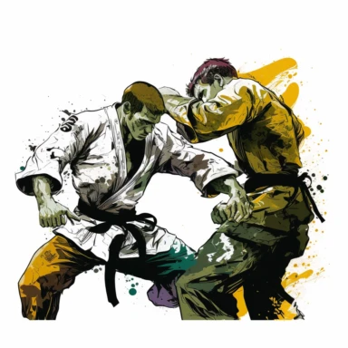 Two brazilian jiu jitsu fighting, clipart, white background