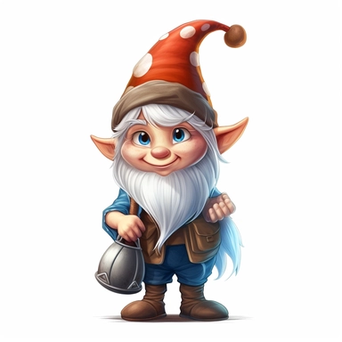 gnome woman clipart, white background