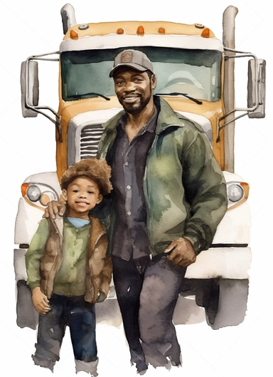 Truck driver Father's Day Clipart Watercolor