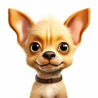 Chihuahua puppy, Closeup Portrait, Clipart, Digital art, kawaii, disney style, Pixar, hyperdetailed, 1080p, Ultra-HD, white background