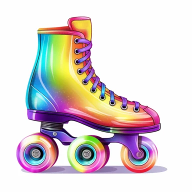 rainbow with roller skates Side view with coloring Clipart, Vector Style, High quality, White Background