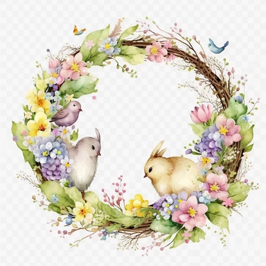 Easter wreath, Disney animation, watercolor, clipart, white background, no background, clipartmax,