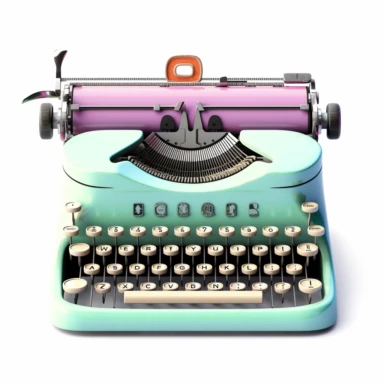 old-fashioned typewriter with raised, round keys labeled with letters and numbers, clipart, isolated white background, pastel, bright colours, clean line art, 8k