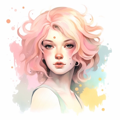 Cute zodiac sign Leo, pastel colors, white background, fashion illustration, watercolor splash, clipart, by Jack Hughes