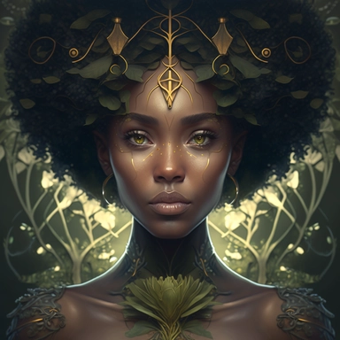 African American Woman symmetry portrait of moss king of ent of fangorn forest, glam, fae, fireflies, forest background, intricate, elegant, highly detailed, digital painting, artstation, concept art, smooth, sharp focus, illustration, art by artgerm and greg rutkowski and fra angelico and alphons mucha, no signature, no words, hd clipart