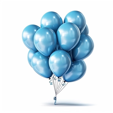 a small bundle of blue balloons, clipart, white background