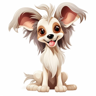 Cartoon Adult Dogs, Cartoon Adult Dogs Clipart, Cartoon Adult Dogs SVG, Dogs PNG Sublime, Dogs sublime, Adult Chinese Crested smiling, sitting, direct front view, isolated on white background, hd