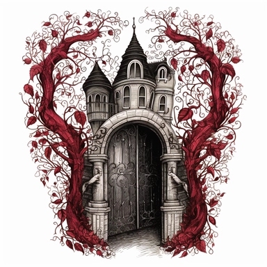 Write a character description for a gothic novel set in a Victorian-era mansion adorned with Gothic Floral Heart tapestries. The main character, a tormented artist, discovers a hidden door within the mansion that leads to a secret garden, unlocking a series of supernatural events. clipart, white background
