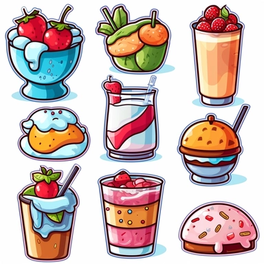 Clipart designs can be based on different types of food and beverages, such as fruits, vegetables, desserts, and drinks.
