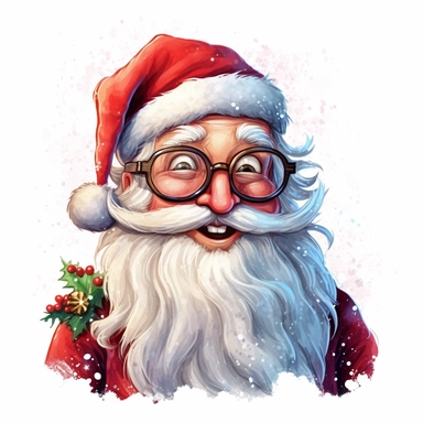 santa laugh and cute big eyes wear big glasses, cute laughdetailed digital art, whimsical and cute, cute detailed artwork, glimmering, adorable and whimsical, whimsical art, Clipart style