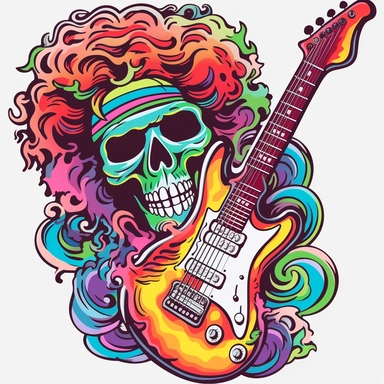 psychedelic grateful dead clipart, no background