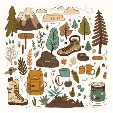 cute hand-drawn Hiking clipart , vector,illustration, on white background