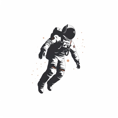 Astronaut floating in space galaxy silhouette vector flat simple identification symbol white backround white background minimalistic clipart png svg
