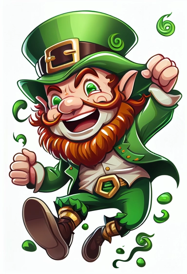cartoon leprechaun, high resolution, celebration,cute, funny, clipart style, vector style, white background, transparent background