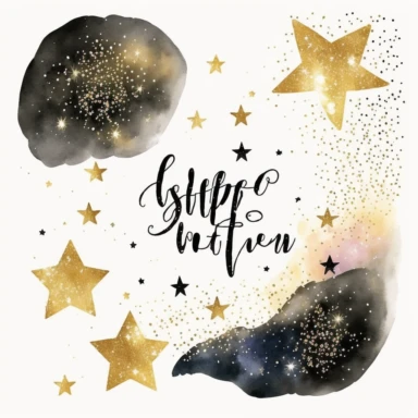 new years eve party, glitter, stars, watercolor, white background, clipart