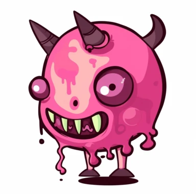 2d pink bubblegum cow zombie monster mutant on white background drawing in microsoft paint , no shadow, flat picture, clipart