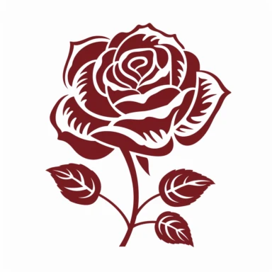 red rose flower silhouette vector flat simple identification symbol white backround white background minimalistic clipart png svg