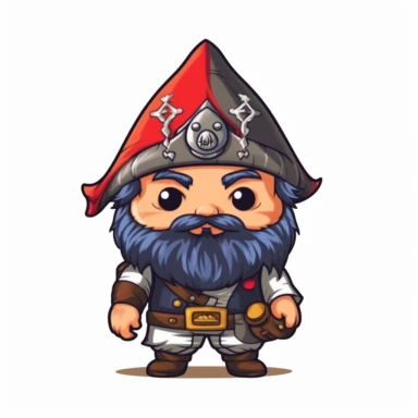 clipart, male kawaii Pirate gnome, kawaii Pirate gnome, isolated on white background, no background
